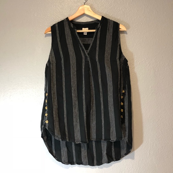 a new day Tops - A New Day Black and White Striped Sleevless Top